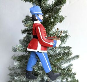 Drum Major Christmas Ornament Soldier Metal Red Xmas Christmas Movable Jointed